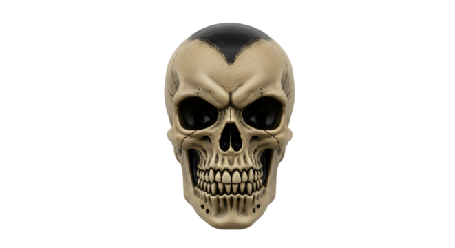 Creepy Vampire Skull with Black Forehead Marking on Abstract Background