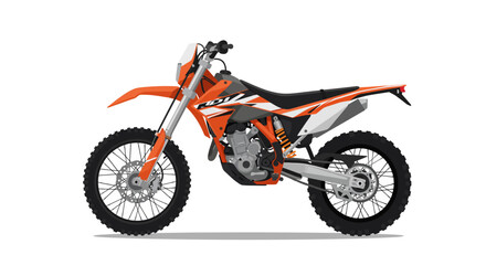 Orange and Gray Dirt Bike Vector Illustration.