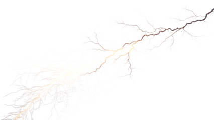 A faint lightning bolt with a soft glow illuminates the scene, isolated on transparent background, creating an ethereal and captivating effect