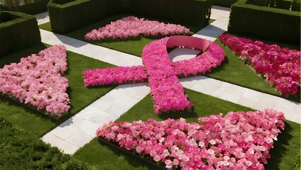 Geometric Garden of Pink Ribbon