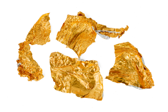 Photo of foil paper taken with a high-resolution camera using the focus-stacking technique on a white background.