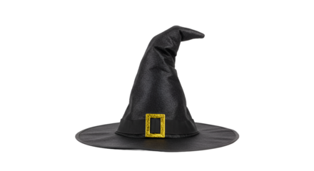 Classic Black Witch Hat with Golden Buckle for Halloween Celebration