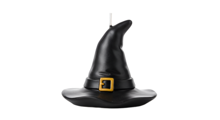 A Single Black Witch Hat with a Yellow Buckle for Halloween
