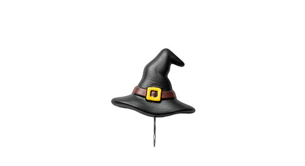 Black Witch Hat with Yellow Buckle for Halloween or Magical Theme