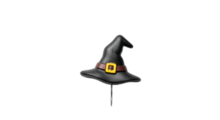 Black Witch Hat with Yellow Buckle for Halloween or Magical Theme