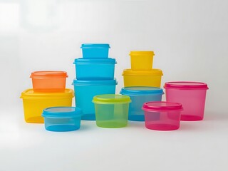 Colorful stackable food storage containers for kitchen organization