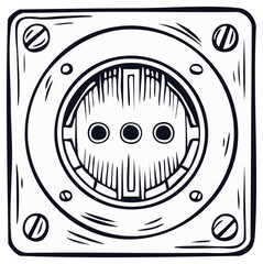 Obraz premium Retro electric outlet detailed vector art home power supply sketch