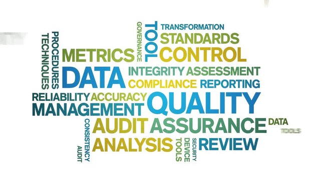Data Quality animated word cloud-text design animation tag kinetic typography seamless loop.
