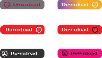Download Button Set – Collection of Modern Download Icons and Interface Elements.