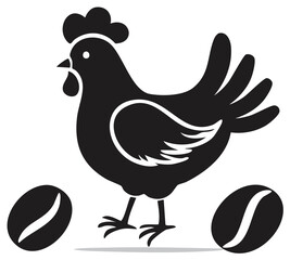 Fototapeta premium Stylish Black Rooster with Coffee Beans Graphic Illustration for Cafe or Farm Related Designs
