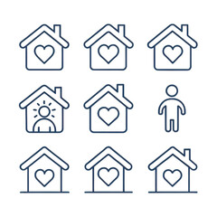 Fototapeta premium Home with heart icons isolated on transparent background