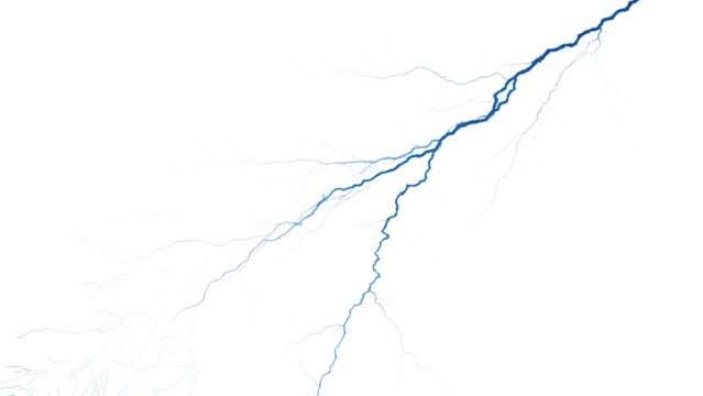 A striking image of a blue lightning bolt isolated on transparent background, showcasing natures raw power and electrical discharge