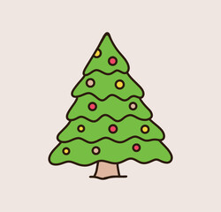 Christmas tree green painting hand drawing element