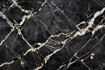 Photo of Black kitchen marble top pattern with white veins. Background texture for backdrops or mapping