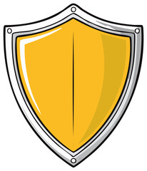 Shield illustration with yellow and silver elements, security and protection concept