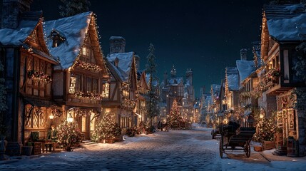 Fototapeta premium Northern Lights Christmas Village