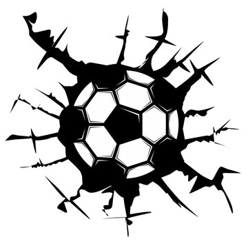 illustration of a soccer ball going through a wall