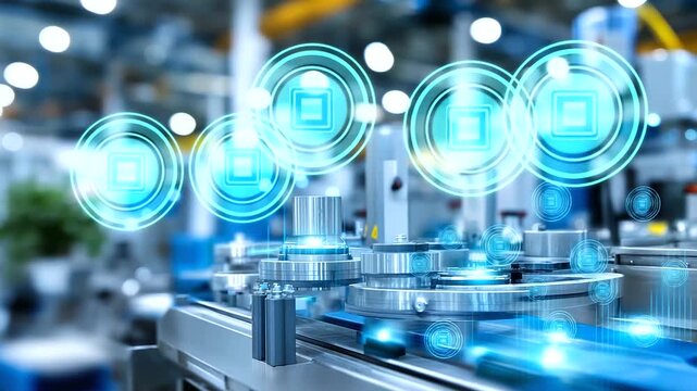 A digital manufacturing platform glows with GMP compliance visuals glowing seals and structured workflows radiating in harmony. Atmosphere of order safety and quality assurance