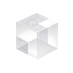 Transparent geometric cube illustration on a simple background