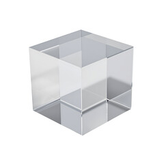 Transparent geometric cube isolated on transparent background