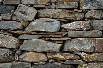 Photo of Old grey and brown long stone wall. Background texture for backdrops or mapping