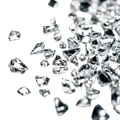 Transparent glass fragments abstract composition