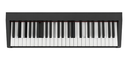 Piano keyboard top view isolated on transparent background