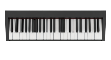 Piano keyboard top view isolated on transparent background