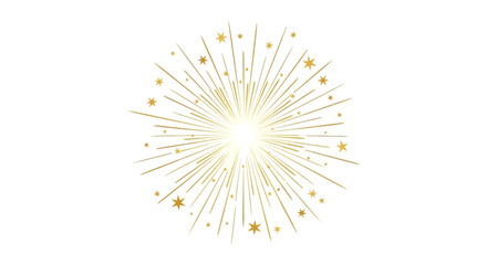 Fototapeta premium Bright Golden Starburst Explosion Effect With Tiny Stars Embellishing The Design On A White Background