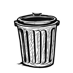 Trash can illustration with transparent background for waste management and recycling concepts