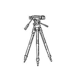 Tripod with surveying instrument illustration on transparent background