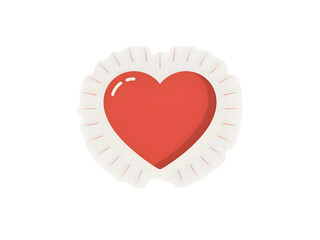 Red heart icon with a white ruffled border and subtle glow effect, symbolizing love and appreciation.