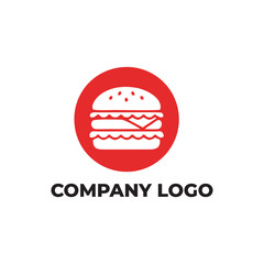 Obraz premium Minimalist Burger Logo Fast Food Circular Red Emblem