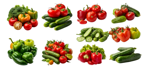 Fresh Mixed Vegetables Arrangement on White Background, Isolated on Transparent, white background