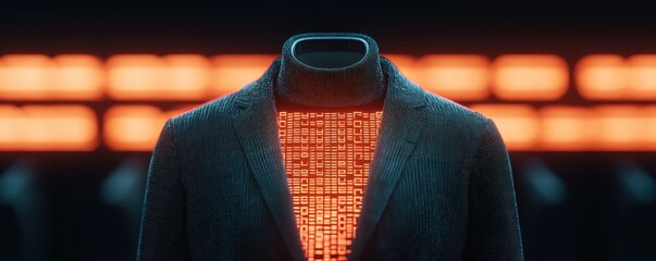 Futuristic Mannequin with Glowing Data Matrix Effect