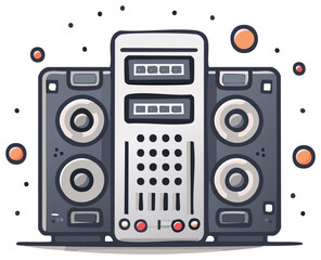 Fototapeta premium Audio Equipment Set with Speakers and Mixing Console for Professional Music Production and Creative Sound Design.