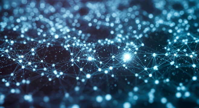 Abstract network of glowing blue lights and connections