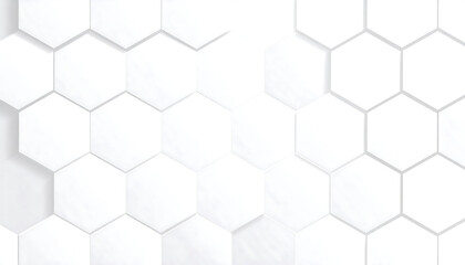 Naklejka premium 白い紙の質感で構成された六角形のパターンが立体的に浮かぶミニマルな壁紙背景
