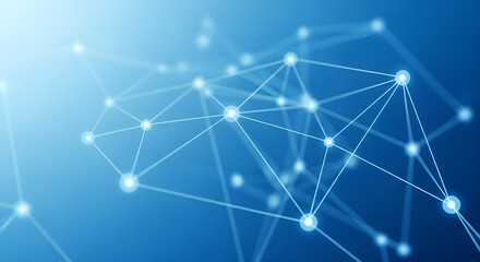 Abstract blue network connections and digital data flow
