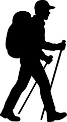 Black silhouette of a hiker.