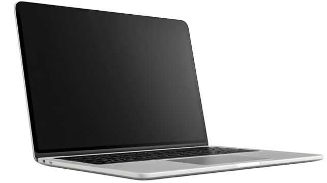 Laptop computer with blank screen isolated on transparent background Remove png