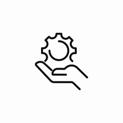 hand holding gear icon sign vector