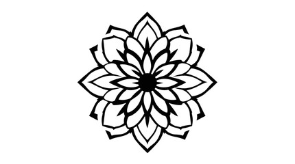 An intricate black and white floral design, symmetrical and detailed.