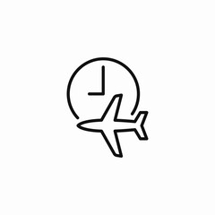 plane and clock icon sign vector