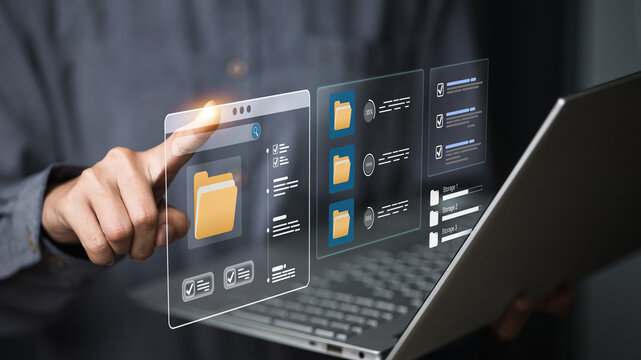 Digital File Management UI with Folders and Checklists