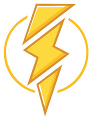 Bright Yellow Lightning Bolt Emblem with a Circular Outline