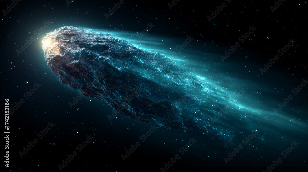 Wall mural glowing comet trail with sparkling particles