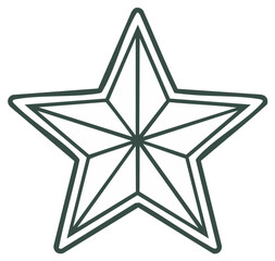 Obraz premium Olive Green Five Pointed Star Outline Decorative Symbol Geometric Design