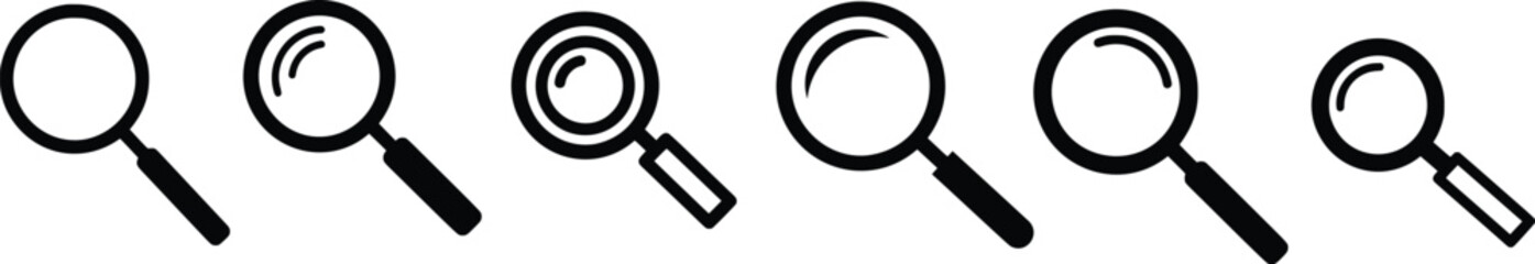 Magnifying Glass Icon Set &ndash; Search & Zoom Symbols (Vector)
