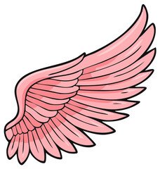 Obraz premium Cartoon pink wing illustration for design elements and angelic concepts.